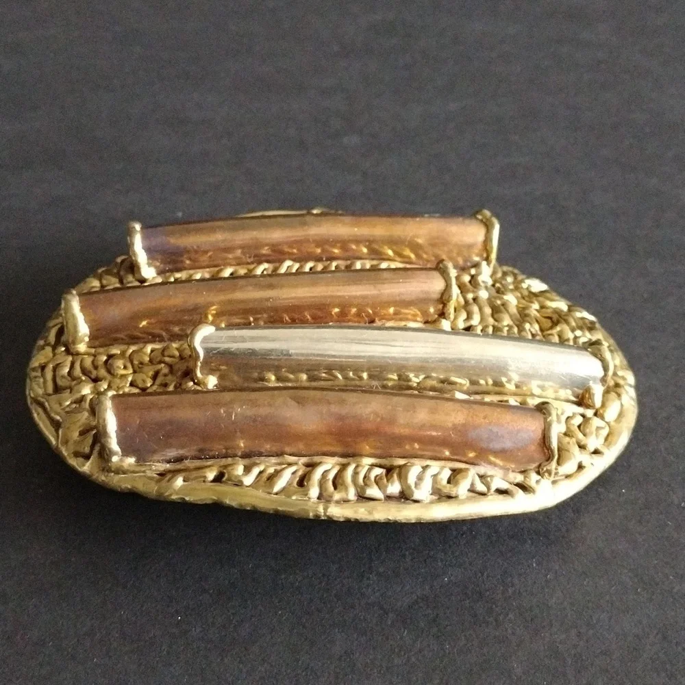 Mixed Metals Brutalist Belt Buckle Vintage